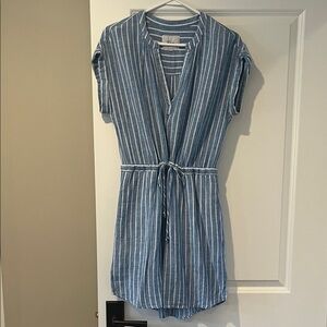 Rails Blue & White Striped Tie-Waist Mini Dress